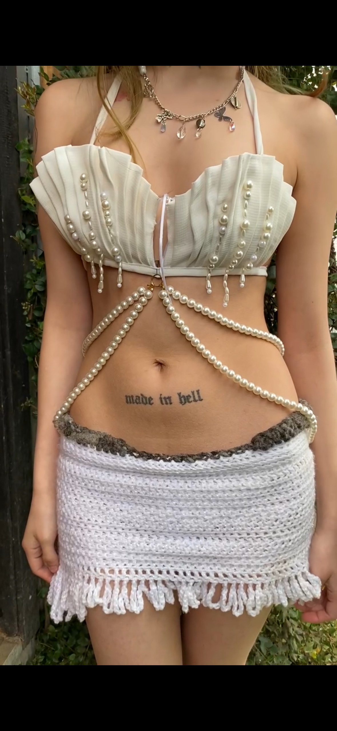 look 5 • jardín marino • mini skirt perla oceánica