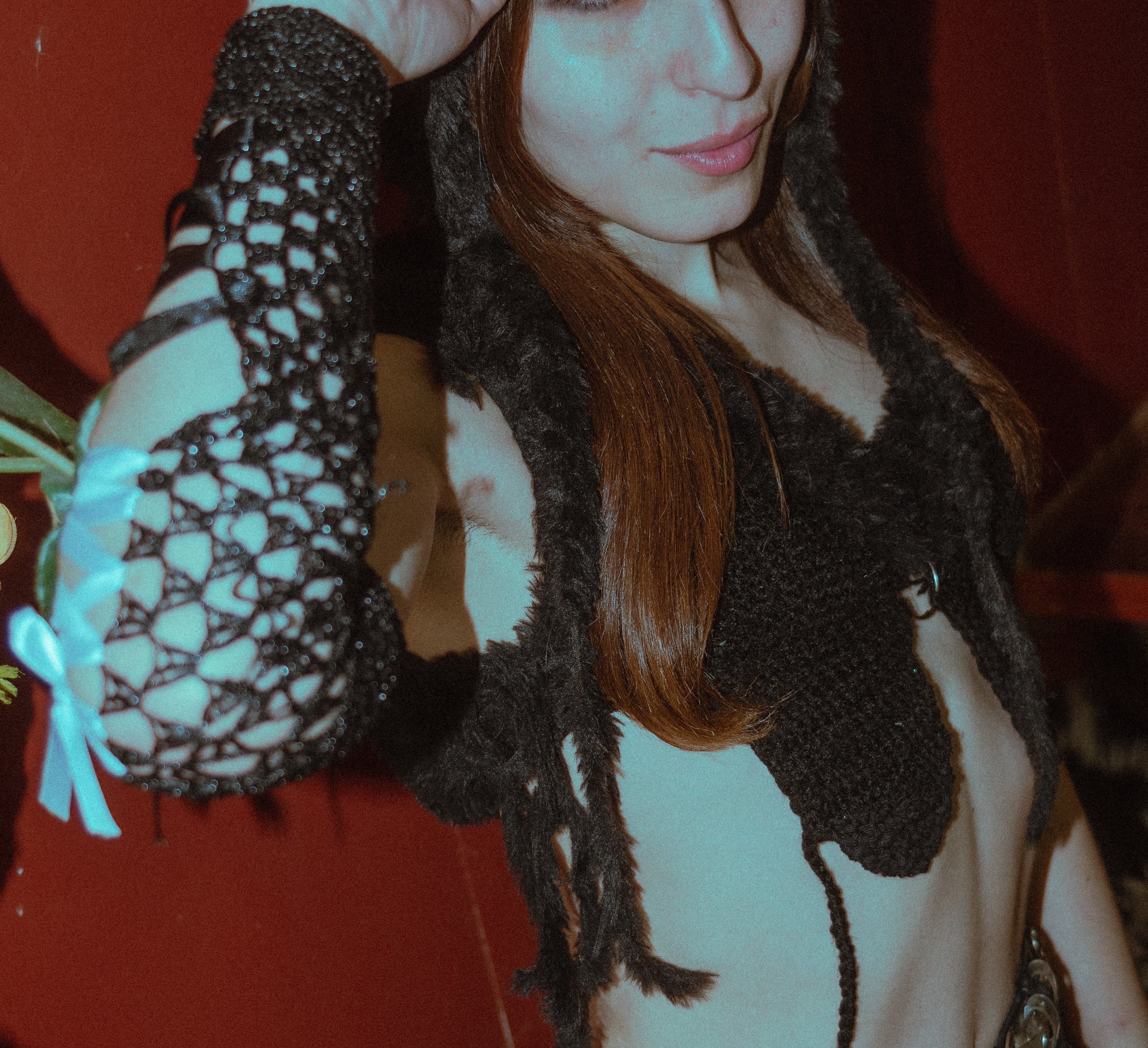 look 1 • jardín marino • top + guante black marine