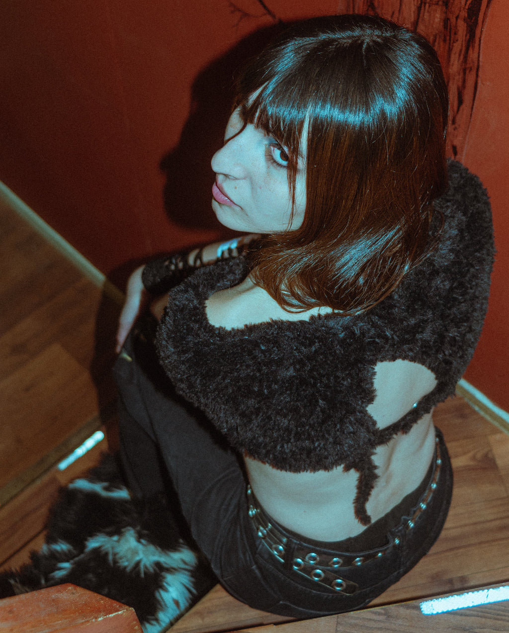 look 1 • jardín marino • top + guante black marine